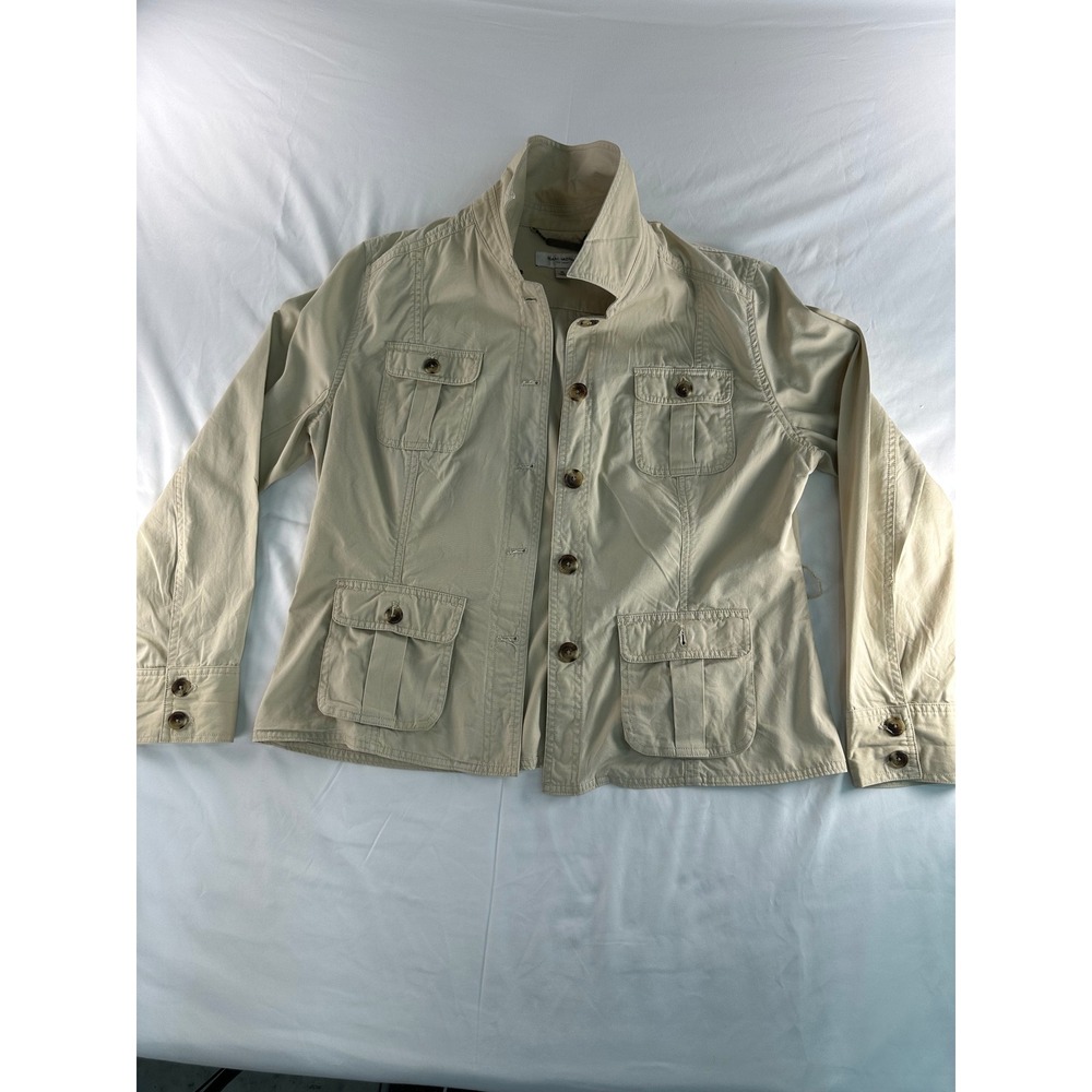 Isaac Mizrahi for Target Tan Khaki Utility Field Jacket Women XL Cargo Pockets